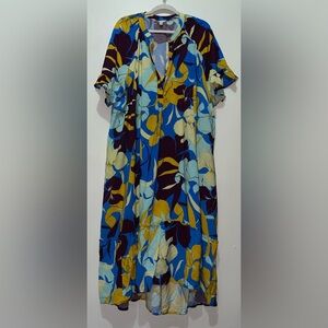 NWOT Women's Plus Size Floral Viscose Blend Ruffle Sleeve Dress